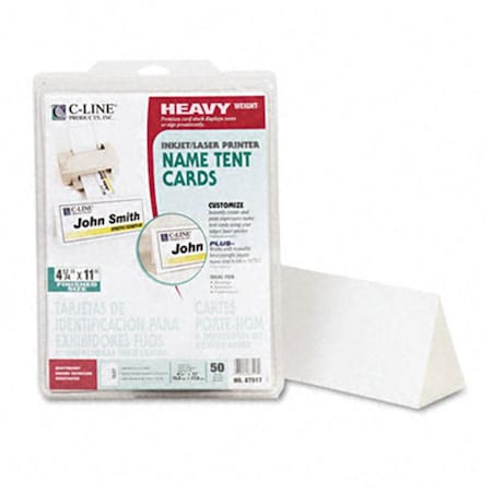 C-Line Products C-Line 87517 Tent Cards  White  4-1/4 x 11  1 Card/Sheet  50 Cards per Box 87517